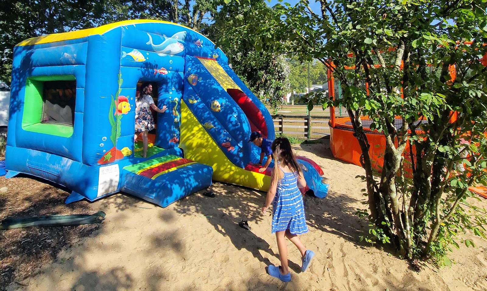 Inflatable games for children at the campsite near La Baule