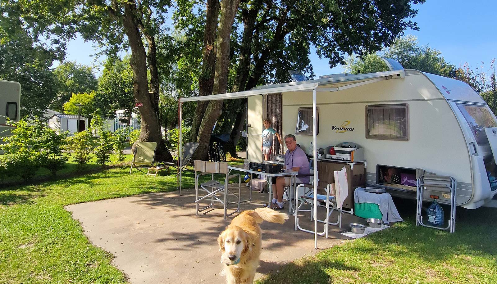 View of the campsite park with caravan site in Saint-André des Eaux