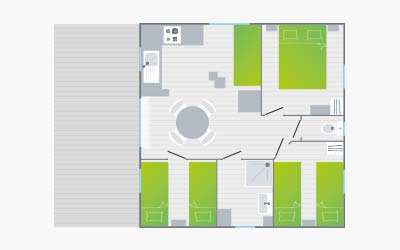 Plan du modèle de chalet Nantes pour 5 personnes en Bretagne sud